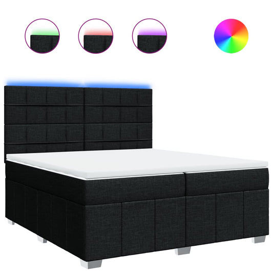 vidaXL Κρεβάτι Boxspring με Στρώμα Μαύρο 200x200 εκ. Υφασμάτινο