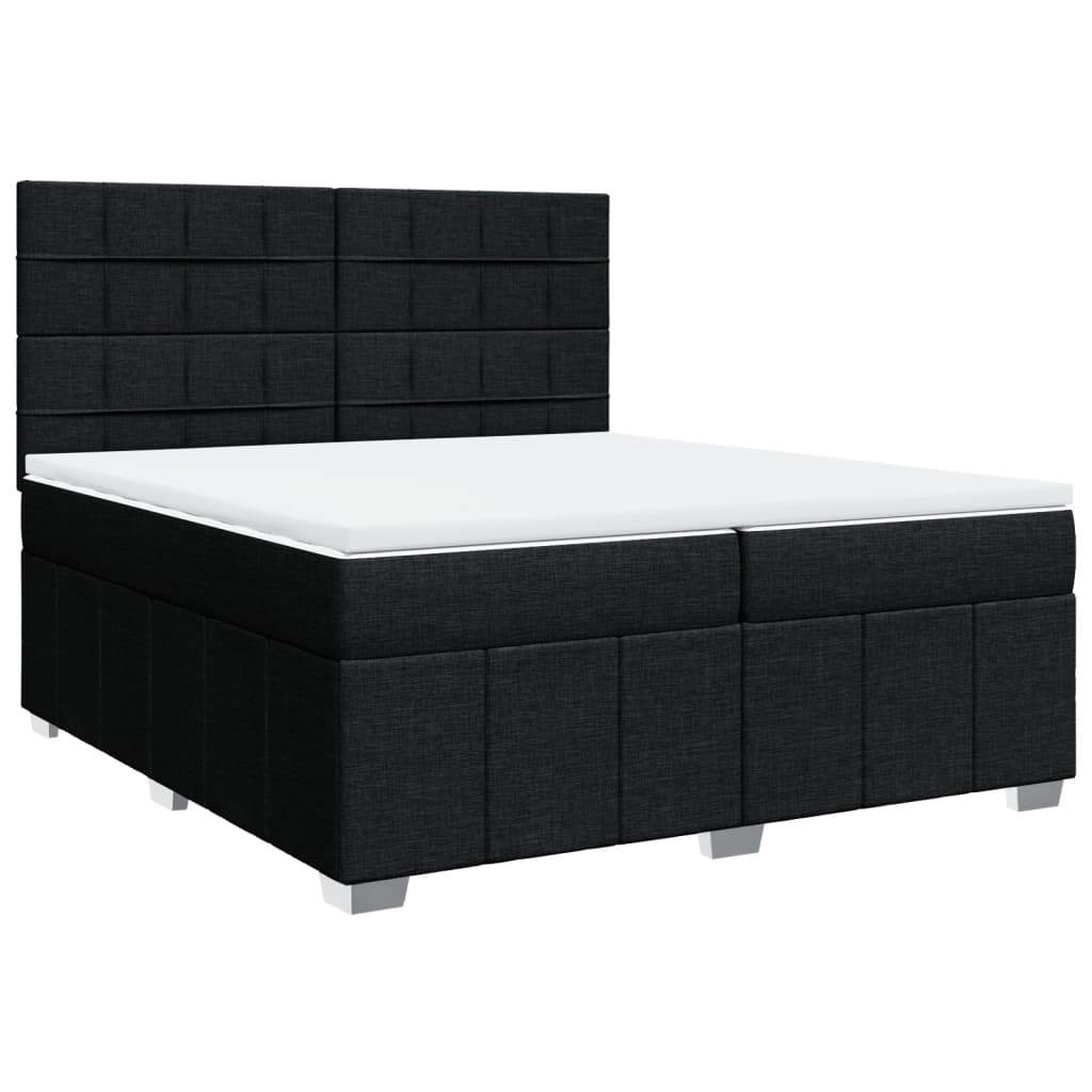 vidaXL Κρεβάτι Boxspring με Στρώμα Μαύρο 200x200 εκ. Υφασμάτινο