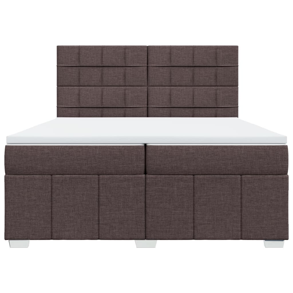vidaXL Κρεβάτι Boxspring με Στρώμα Σκούρο Καφέ 200x200 εκ. Υφασμάτινο