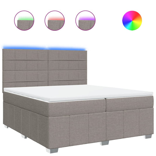 vidaXL Κρεβάτι Boxspring με Στρώμα Taupe 200x200 εκ. Υφασμάτινο