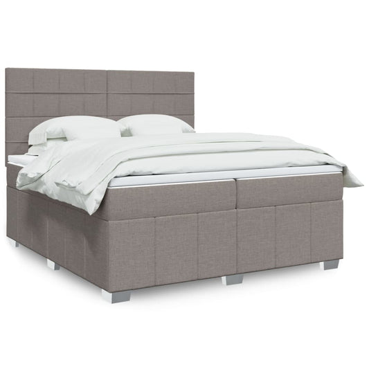 vidaXL Κρεβάτι Boxspring με Στρώμα Taupe 200x200 εκ. Υφασμάτινο
