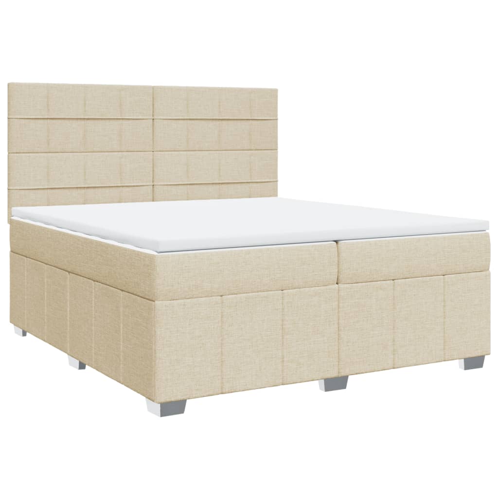 vidaXL Κρεβάτι Boxspring με Στρώμα Κρεμ 200x200 εκ. Υφασμάτινο