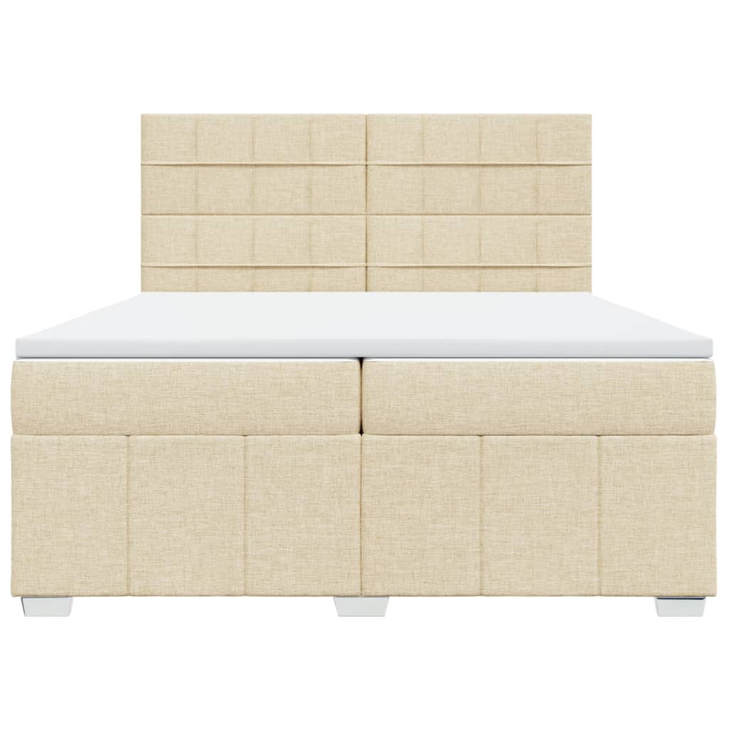 vidaXL Κρεβάτι Boxspring με Στρώμα Κρεμ 200x200 εκ. Υφασμάτινο