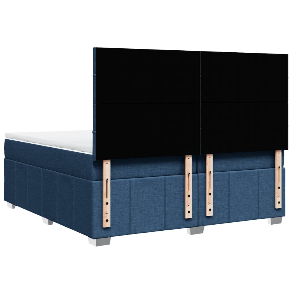 vidaXL Κρεβάτι Boxspring με Στρώμα Μπλε 200x200 εκ. Υφασμάτινο