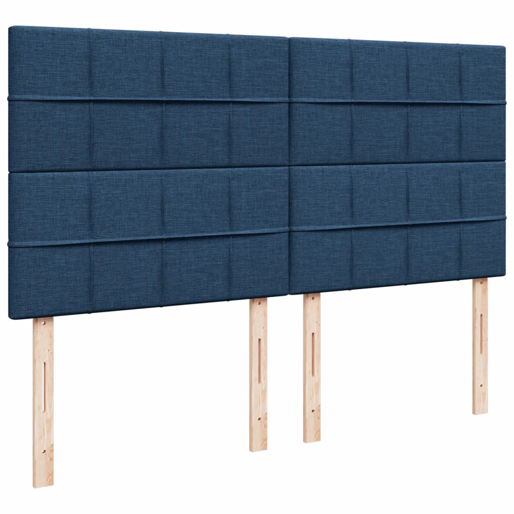 vidaXL Κρεβάτι Boxspring με Στρώμα Μπλε 200x200 εκ. Υφασμάτινο