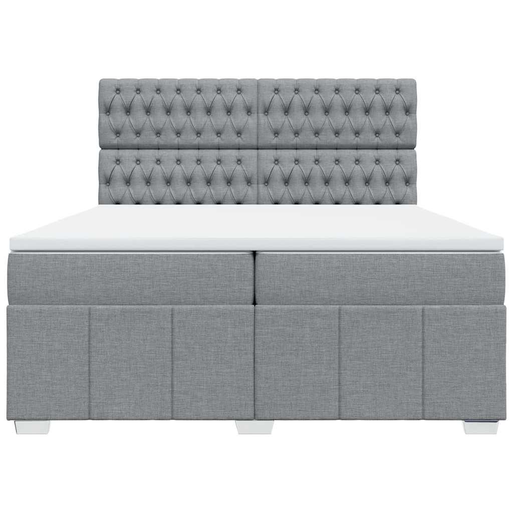 vidaXL Κρεβάτι Boxspring με Στρώμα Ανοιχτό Γκρι 200x200 εκ. Υφασμάτινο