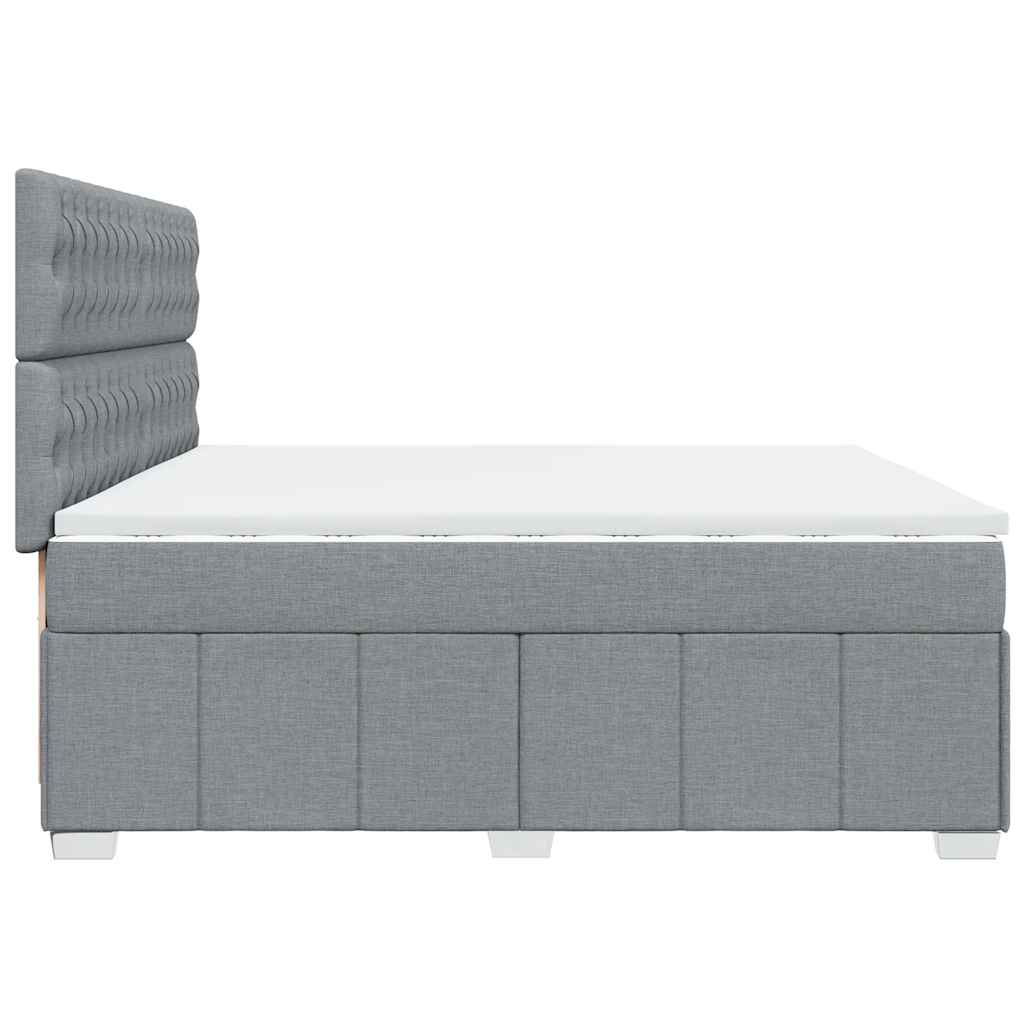 vidaXL Κρεβάτι Boxspring με Στρώμα Ανοιχτό Γκρι 200x200 εκ. Υφασμάτινο