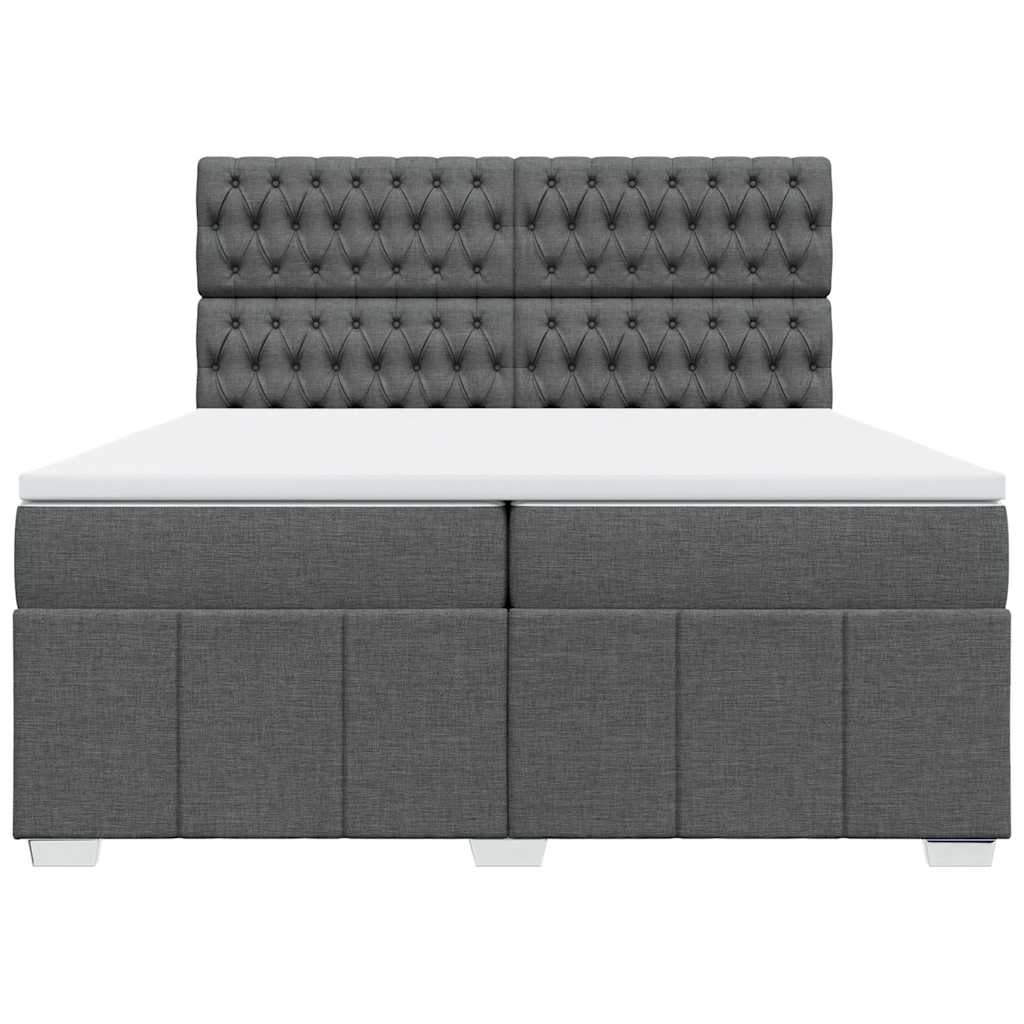 vidaXL Κρεβάτι Boxspring με Στρώμα Σκούρο Γκρι 200x200 εκ. Υφασμάτινο