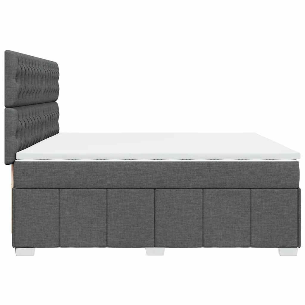 vidaXL Κρεβάτι Boxspring με Στρώμα Σκούρο Γκρι 200x200 εκ. Υφασμάτινο