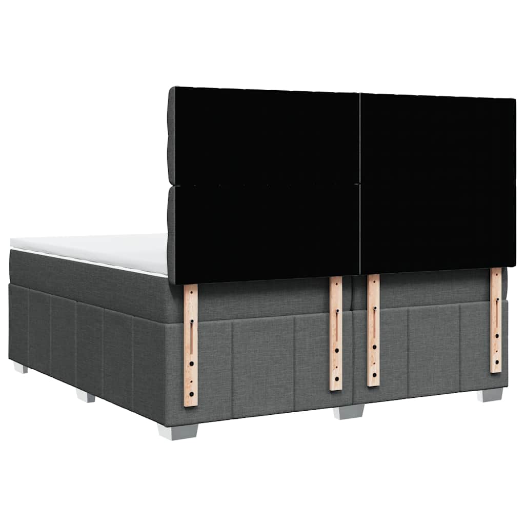 vidaXL Κρεβάτι Boxspring με Στρώμα Σκούρο Γκρι 200x200 εκ. Υφασμάτινο