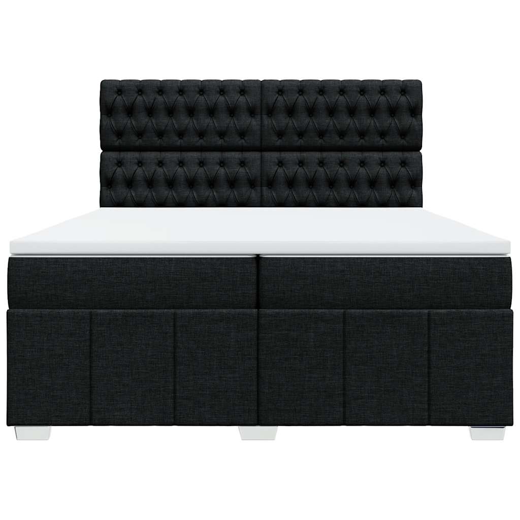 vidaXL Κρεβάτι Boxspring με Στρώμα Μαύρο 200x200 εκ. Υφασμάτινο