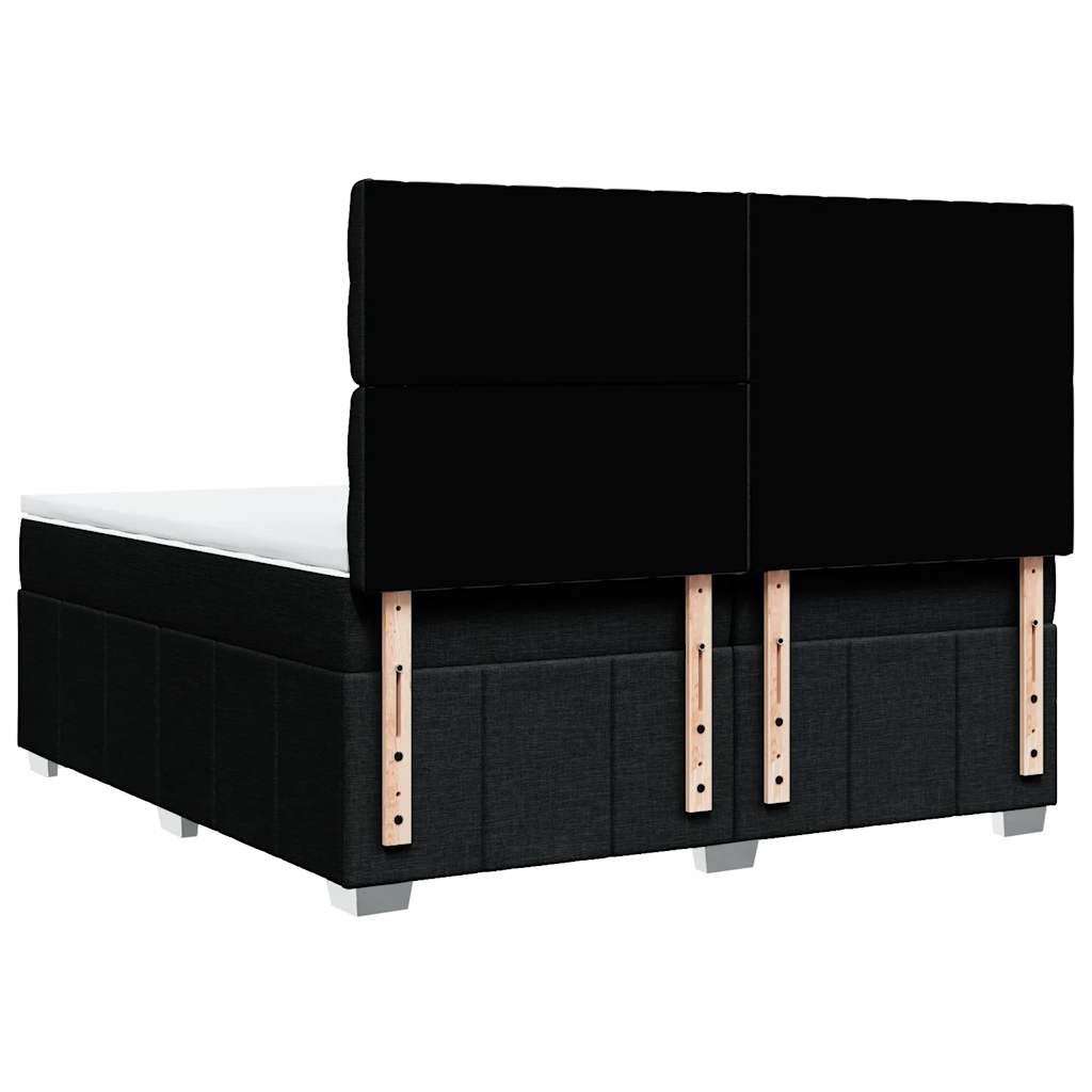 vidaXL Κρεβάτι Boxspring με Στρώμα Μαύρο 200x200 εκ. Υφασμάτινο
