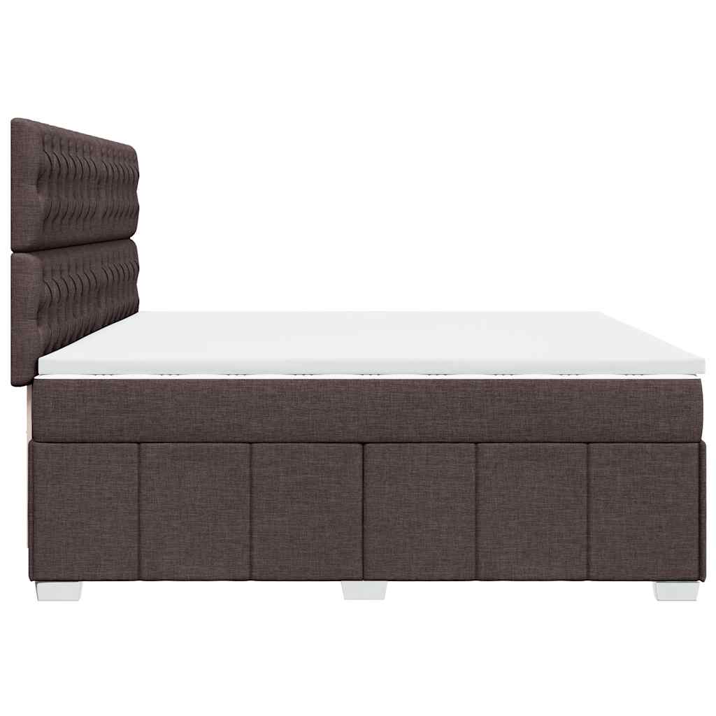 vidaXL Κρεβάτι Boxspring με Στρώμα Σκούρο Καφέ 200x200 εκ. Υφασμάτινο