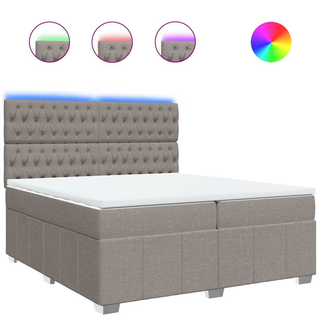 vidaXL Κρεβάτι Boxspring με Στρώμα Taupe 200x200 εκ. Υφασμάτινο