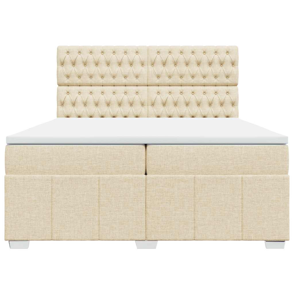 vidaXL Κρεβάτι Boxspring με Στρώμα Κρεμ 200x200 εκ. Υφασμάτινο