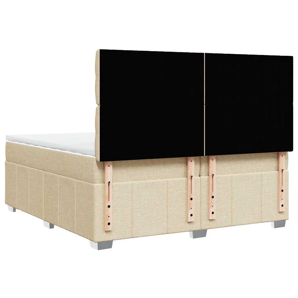 vidaXL Κρεβάτι Boxspring με Στρώμα Κρεμ 200x200 εκ. Υφασμάτινο