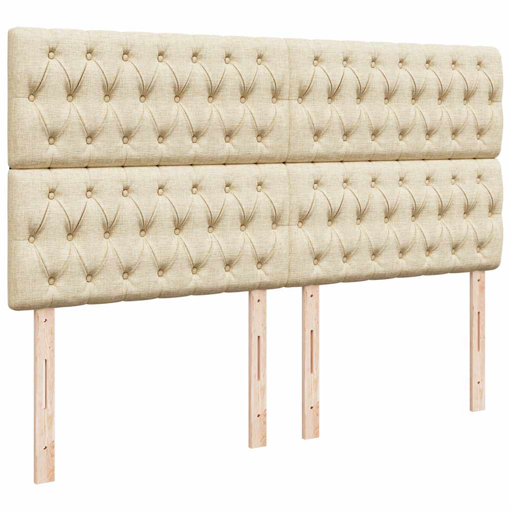 vidaXL Κρεβάτι Boxspring με Στρώμα Κρεμ 200x200 εκ. Υφασμάτινο