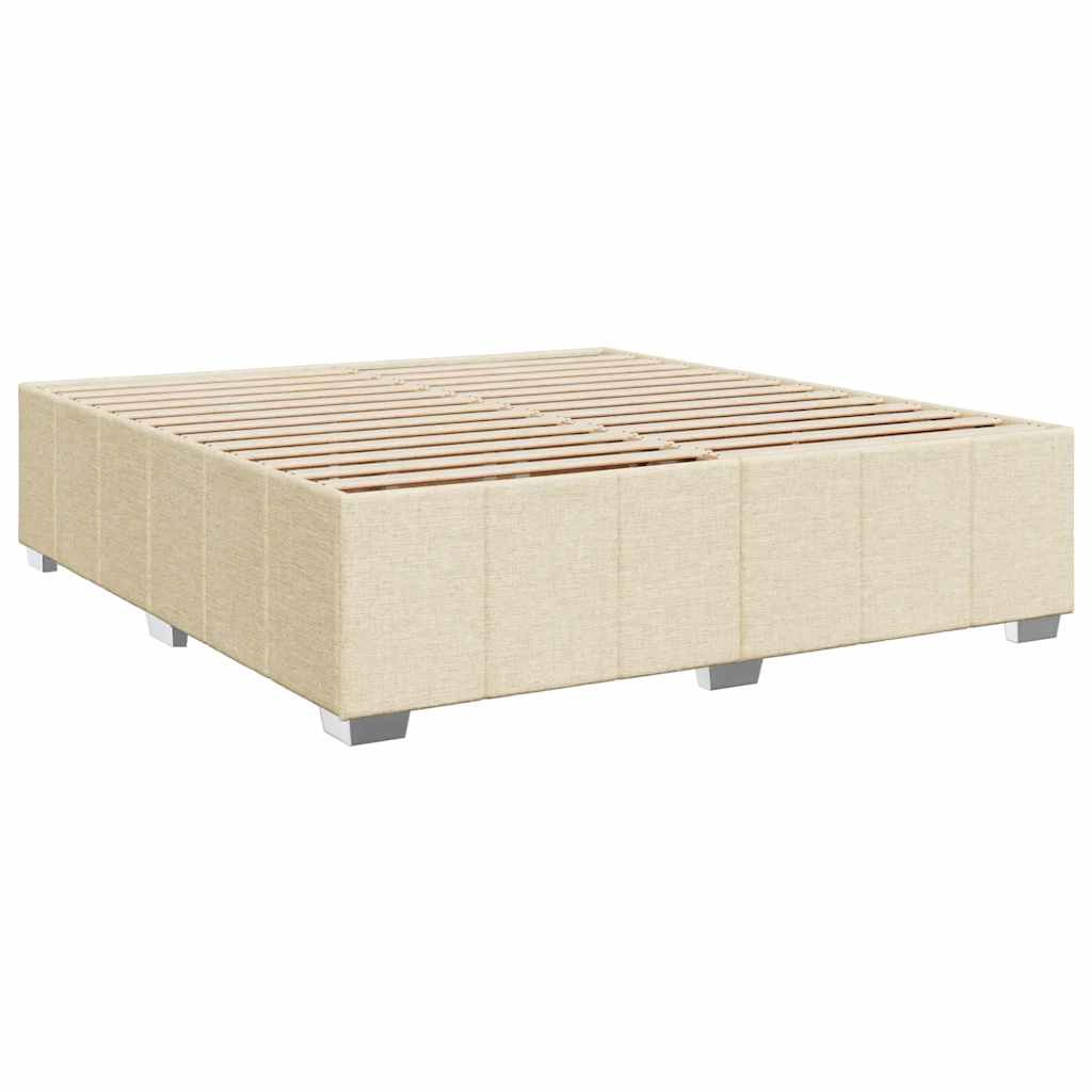 vidaXL Κρεβάτι Boxspring με Στρώμα Κρεμ 200x200 εκ. Υφασμάτινο