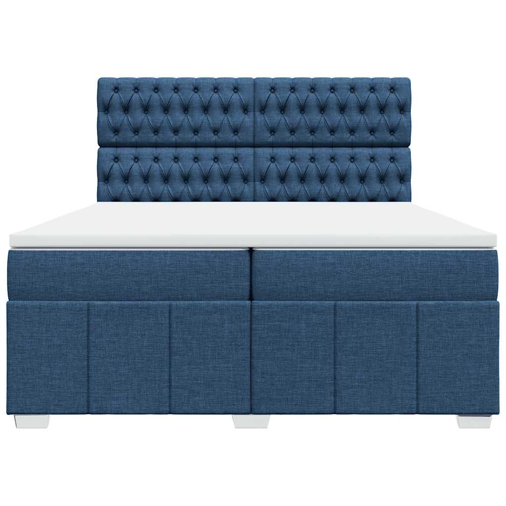 vidaXL Κρεβάτι Boxspring με Στρώμα Μπλε 200x200 εκ. Υφασμάτινο