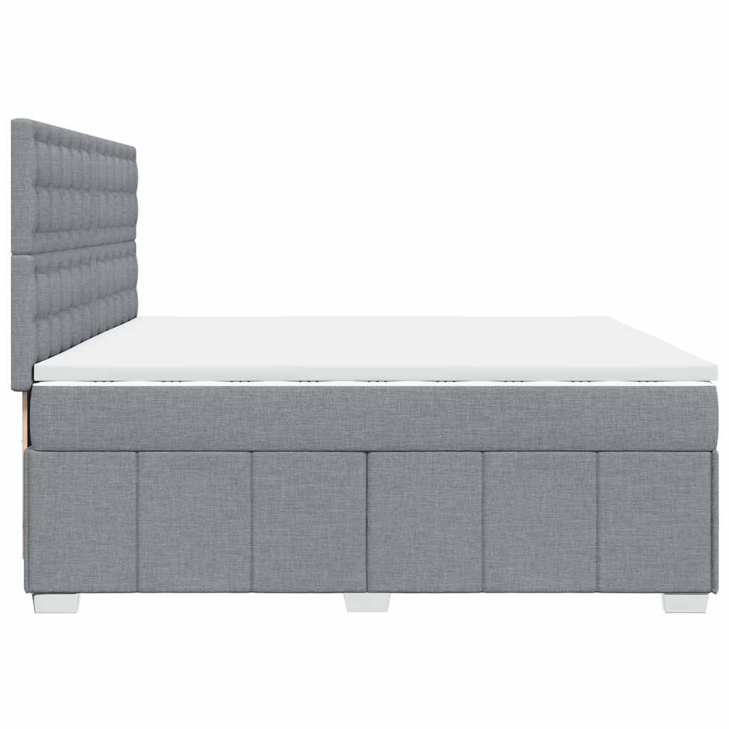 vidaXL Κρεβάτι Boxspring με Στρώμα Ανοιχτό Γκρι 200x200 εκ. Υφασμάτινο