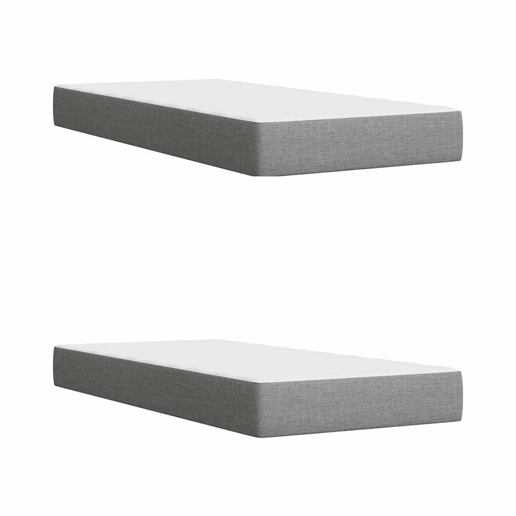 vidaXL Κρεβάτι Boxspring με Στρώμα Ανοιχτό Γκρι 200x200 εκ. Υφασμάτινο
