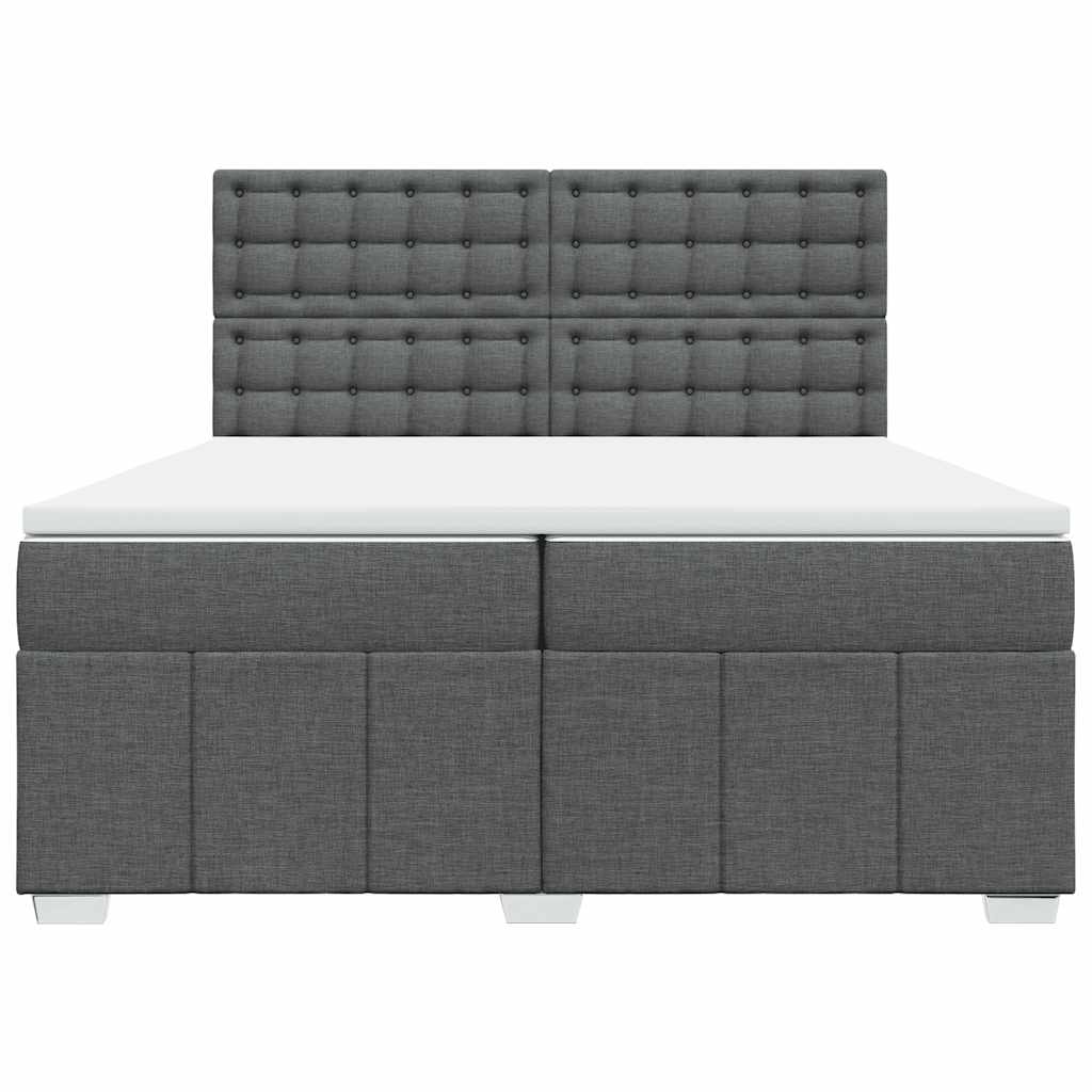 vidaXL Κρεβάτι Boxspring με Στρώμα Σκούρο Γκρι 200x200 εκ. Υφασμάτινο
