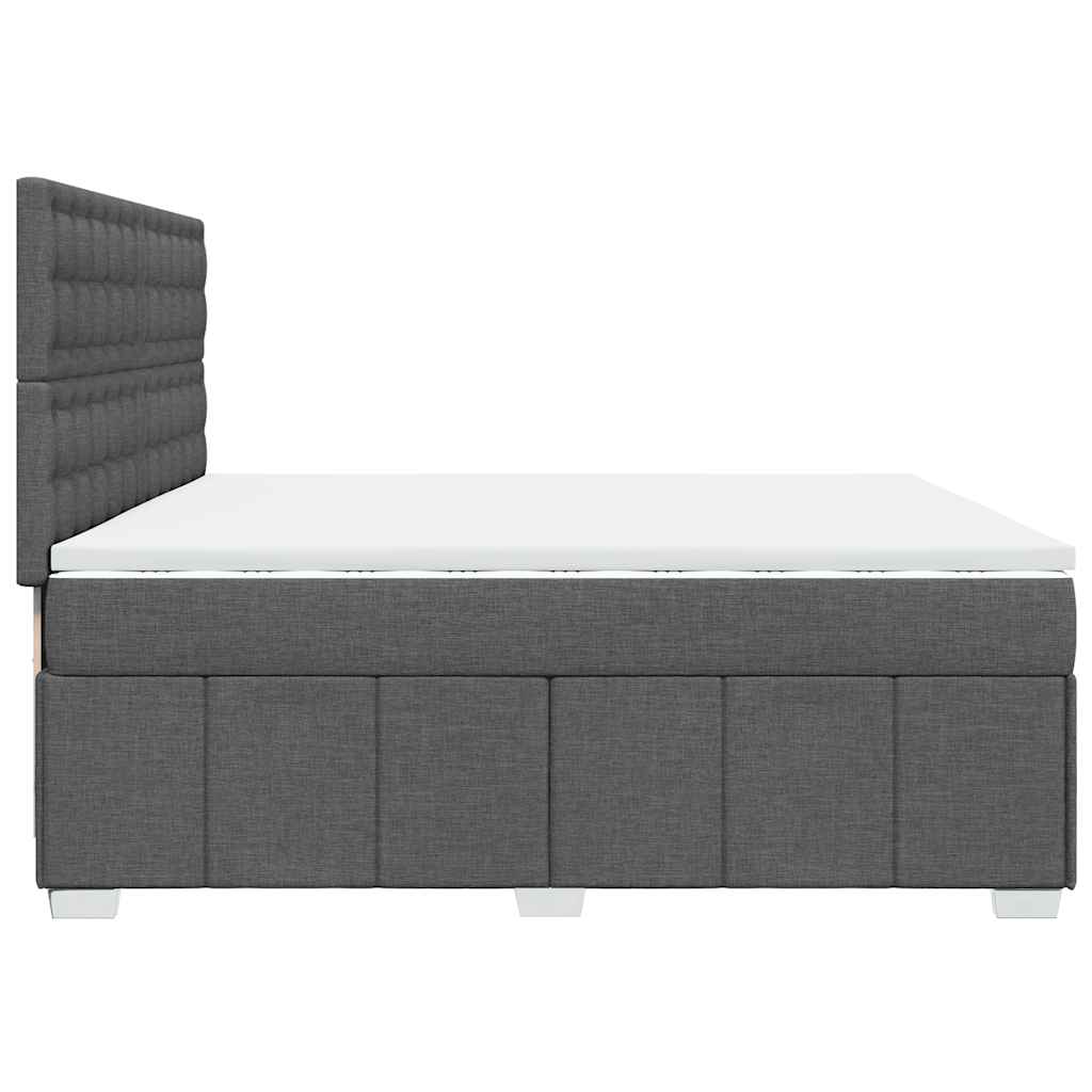 vidaXL Κρεβάτι Boxspring με Στρώμα Σκούρο Γκρι 200x200 εκ. Υφασμάτινο