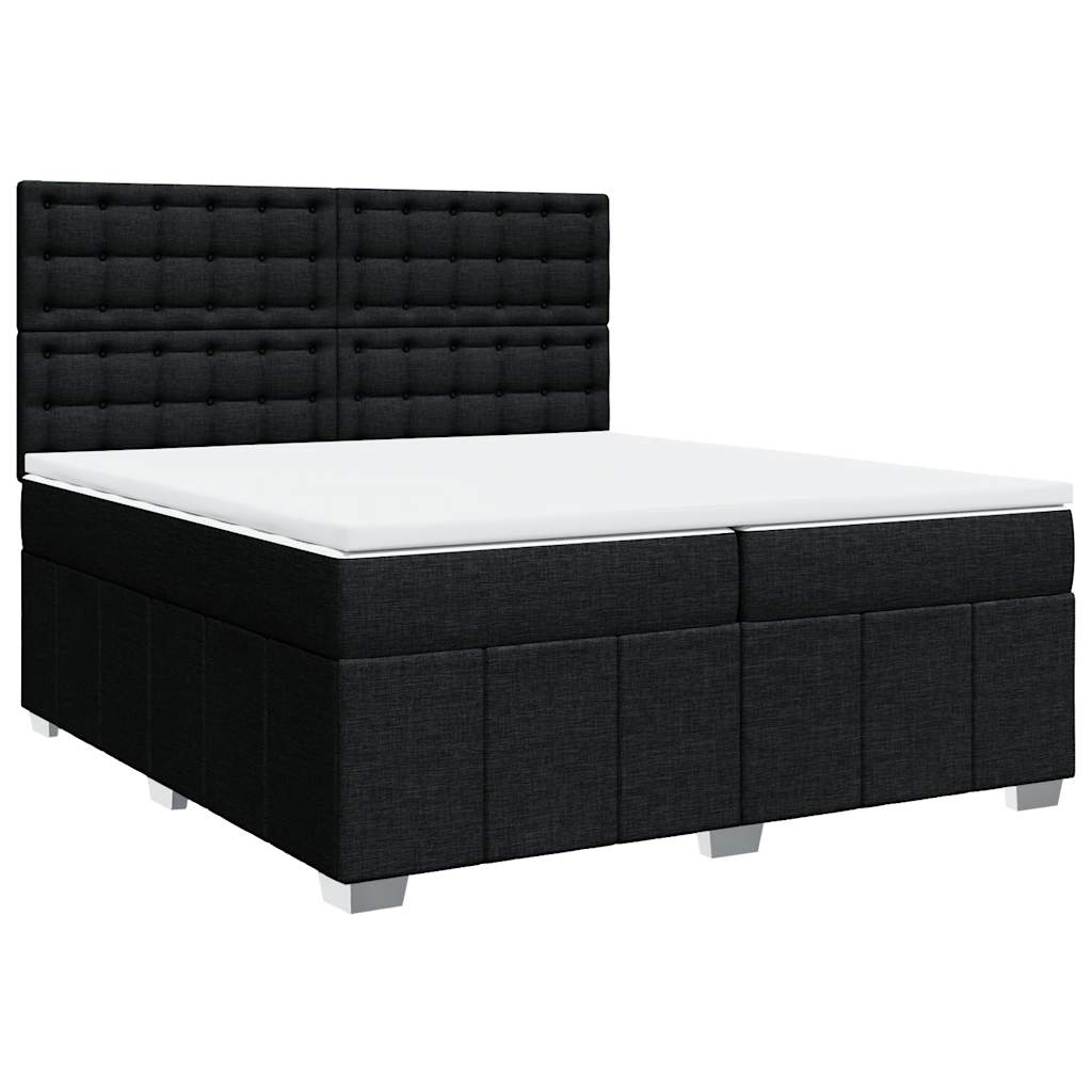 vidaXL Κρεβάτι Boxspring με Στρώμα Μαύρο 200x200 εκ. Υφασμάτινο