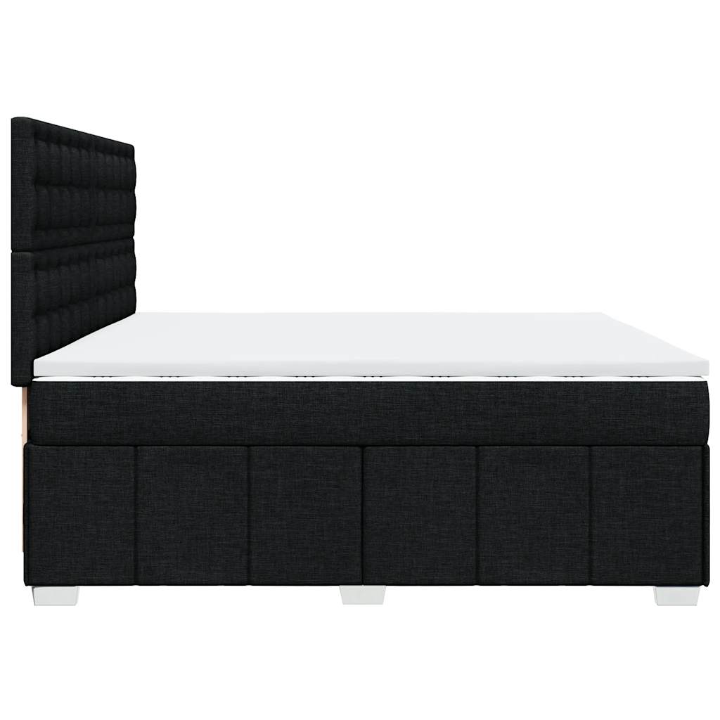 vidaXL Κρεβάτι Boxspring με Στρώμα Μαύρο 200x200 εκ. Υφασμάτινο