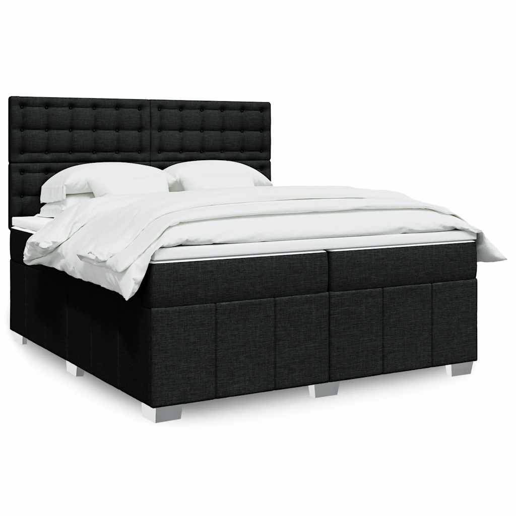 vidaXL Κρεβάτι Boxspring με Στρώμα Μαύρο 200x200 εκ. Υφασμάτινο