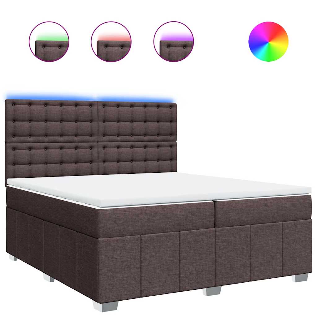 vidaXL Κρεβάτι Boxspring με Στρώμα Σκούρο Καφέ 200x200 εκ. Υφασμάτινο