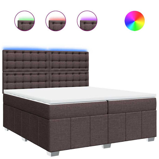 vidaXL Κρεβάτι Boxspring με Στρώμα Σκούρο Καφέ 200x200 εκ. Υφασμάτινο