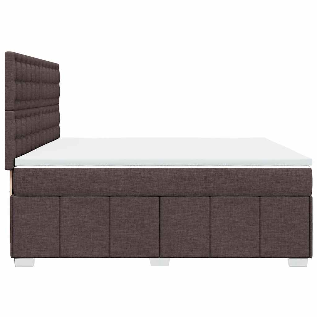 vidaXL Κρεβάτι Boxspring με Στρώμα Σκούρο Καφέ 200x200 εκ. Υφασμάτινο