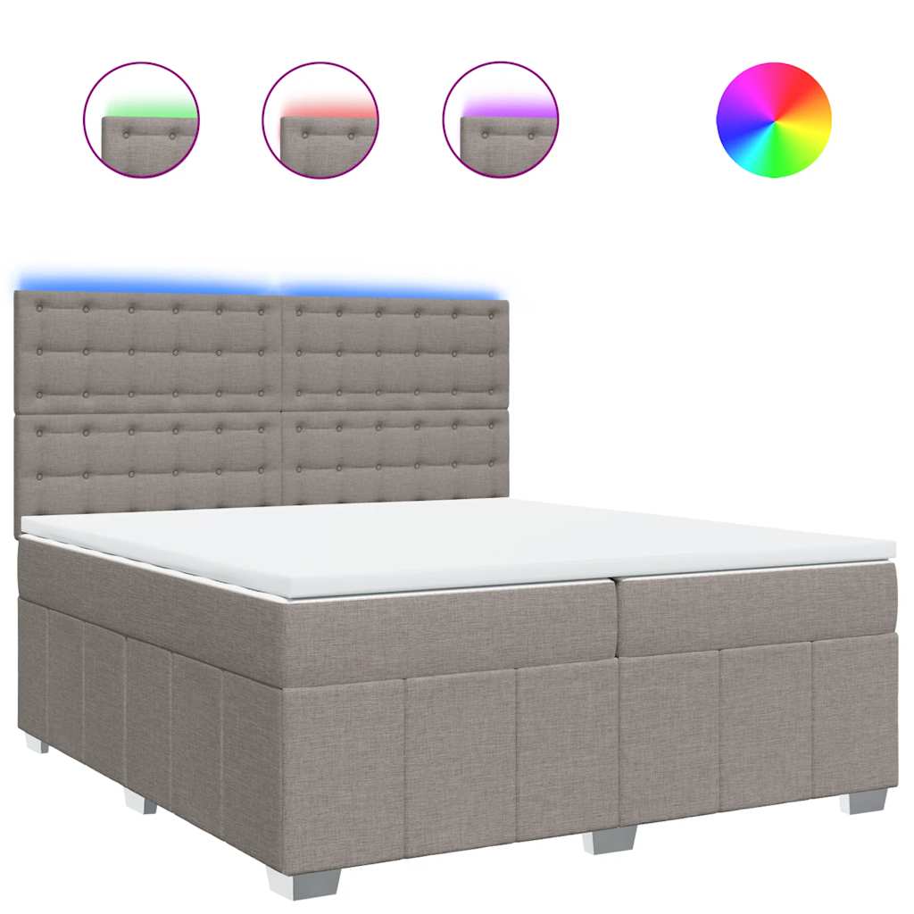 vidaXL Κρεβάτι Boxspring με Στρώμα Taupe 200x200 εκ. Υφασμάτινο