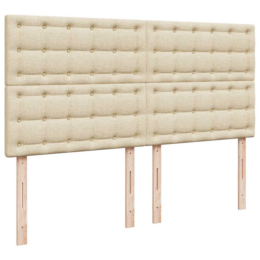 vidaXL Κρεβάτι Boxspring με Στρώμα Κρεμ 200x200 εκ. Υφασμάτινο