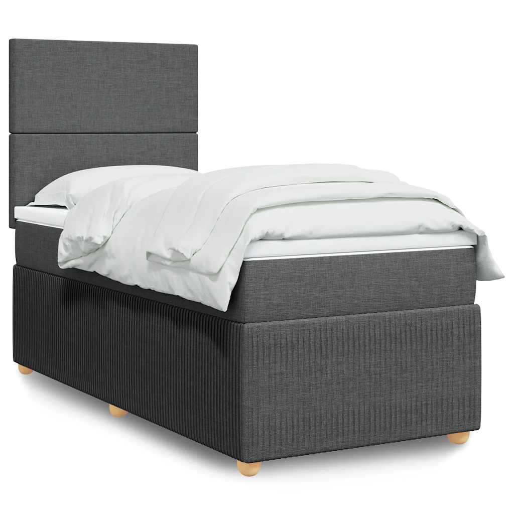 vidaXL Κρεβάτι Boxspring με Στρώμα Σκούρο Γκρι 80x200 εκ. Υφασμάτινο