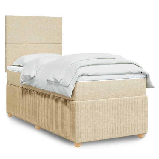 vidaXL Κρεβάτι Boxspring με Στρώμα Κρεμ 80 x 200 εκ. Υφασμάτινο