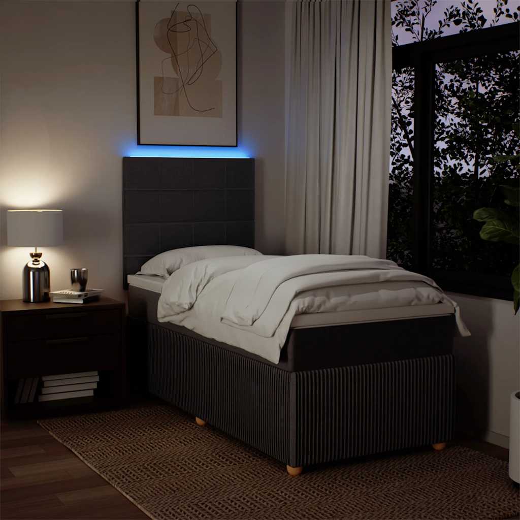 vidaXL Κρεβάτι Boxspring με Στρώμα Σκούρο Καφέ 80x200 εκ. Υφασμάτινο