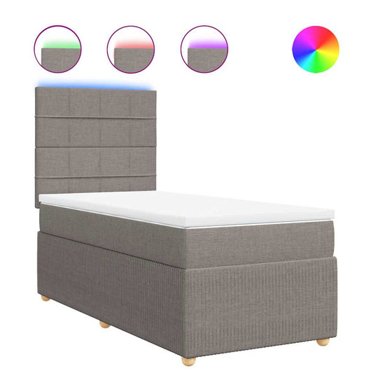 vidaXL Κρεβάτι Boxspring με Στρώμα Taupe 80x200 εκ. Υφασμάτινο
