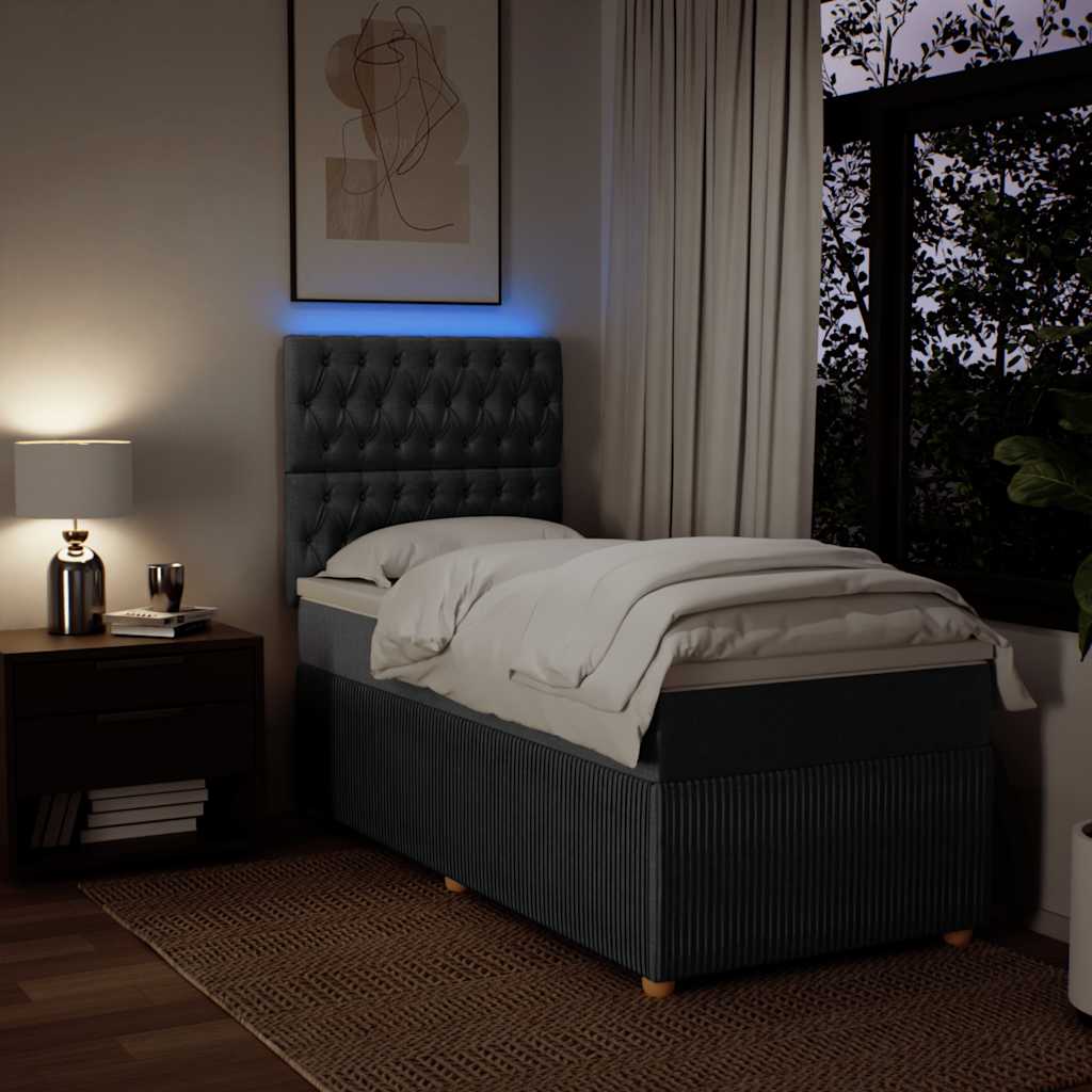 vidaXL Κρεβάτι Boxspring με Στρώμα Σκούρο Γκρι 80x200 εκ. Υφασμάτινο