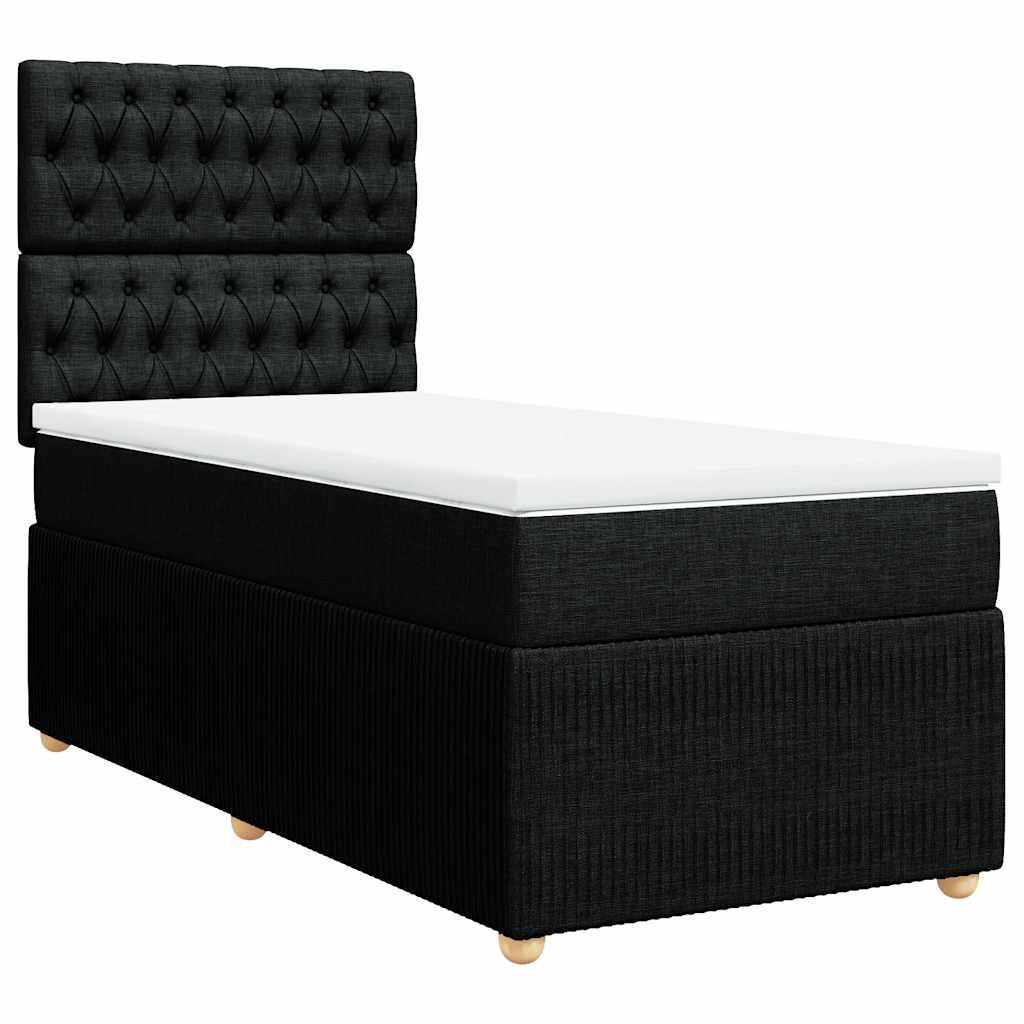 vidaXL Κρεβάτι Boxspring με Στρώμα Μαύρο 80 x 200 εκ. Υφασμάτινο