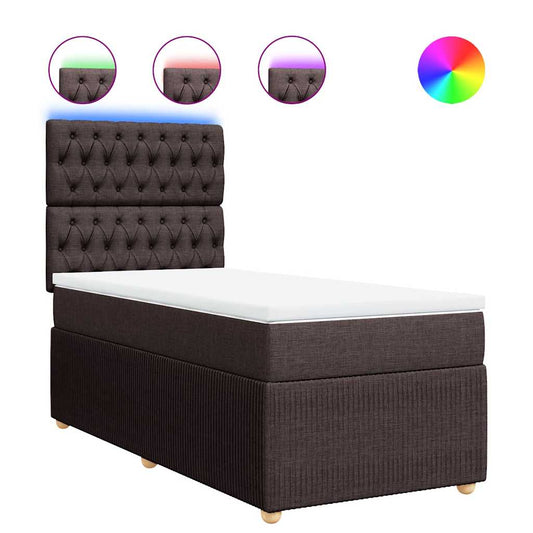 vidaXL Κρεβάτι Boxspring με Στρώμα Σκούρο Καφέ 80x200 εκ. Υφασμάτινο