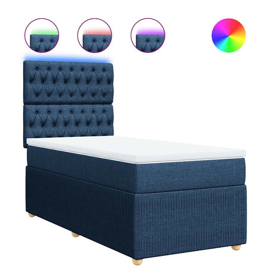 vidaXL Κρεβάτι Boxspring με Στρώμα Μπλε 80x200 εκ. Υφασμάτινο