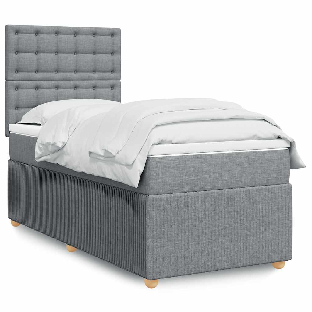vidaXL Κρεβάτι Boxspring με Στρώμα Ανοιχτό Γκρι 80x200 εκ. Υφασμάτινο