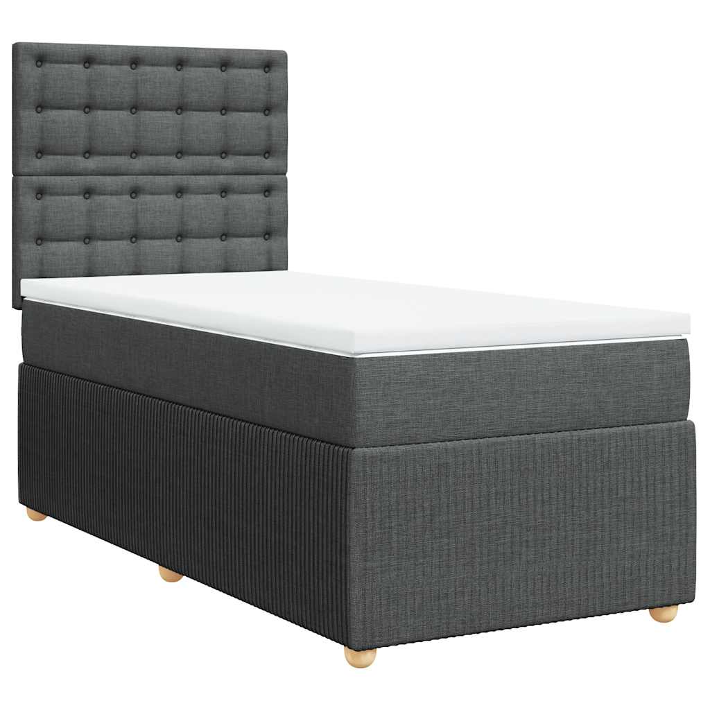 vidaXL Κρεβάτι Boxspring με Στρώμα Σκούρο Γκρι 80x200 εκ. Υφασμάτινο
