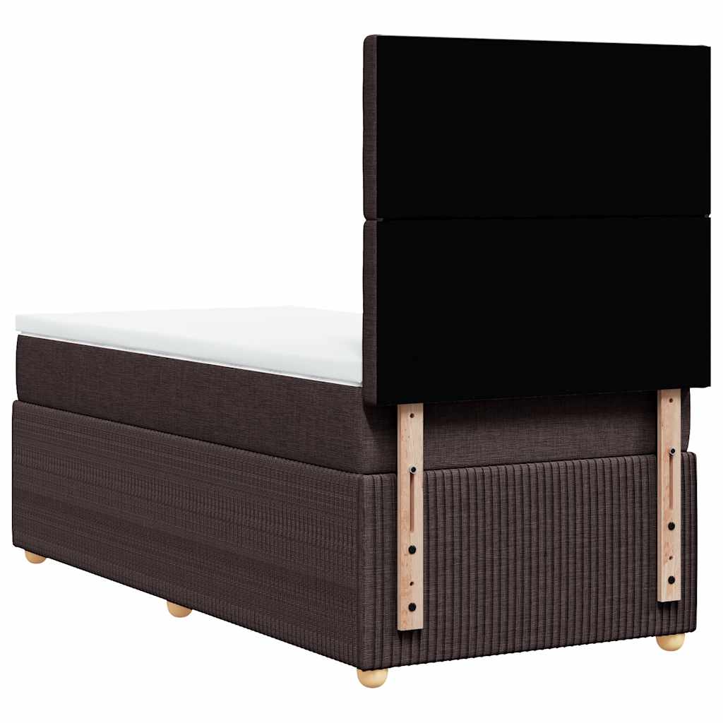 vidaXL Κρεβάτι Boxspring με Στρώμα Σκούρο Καφέ 80x200 εκ. Υφασμάτινο