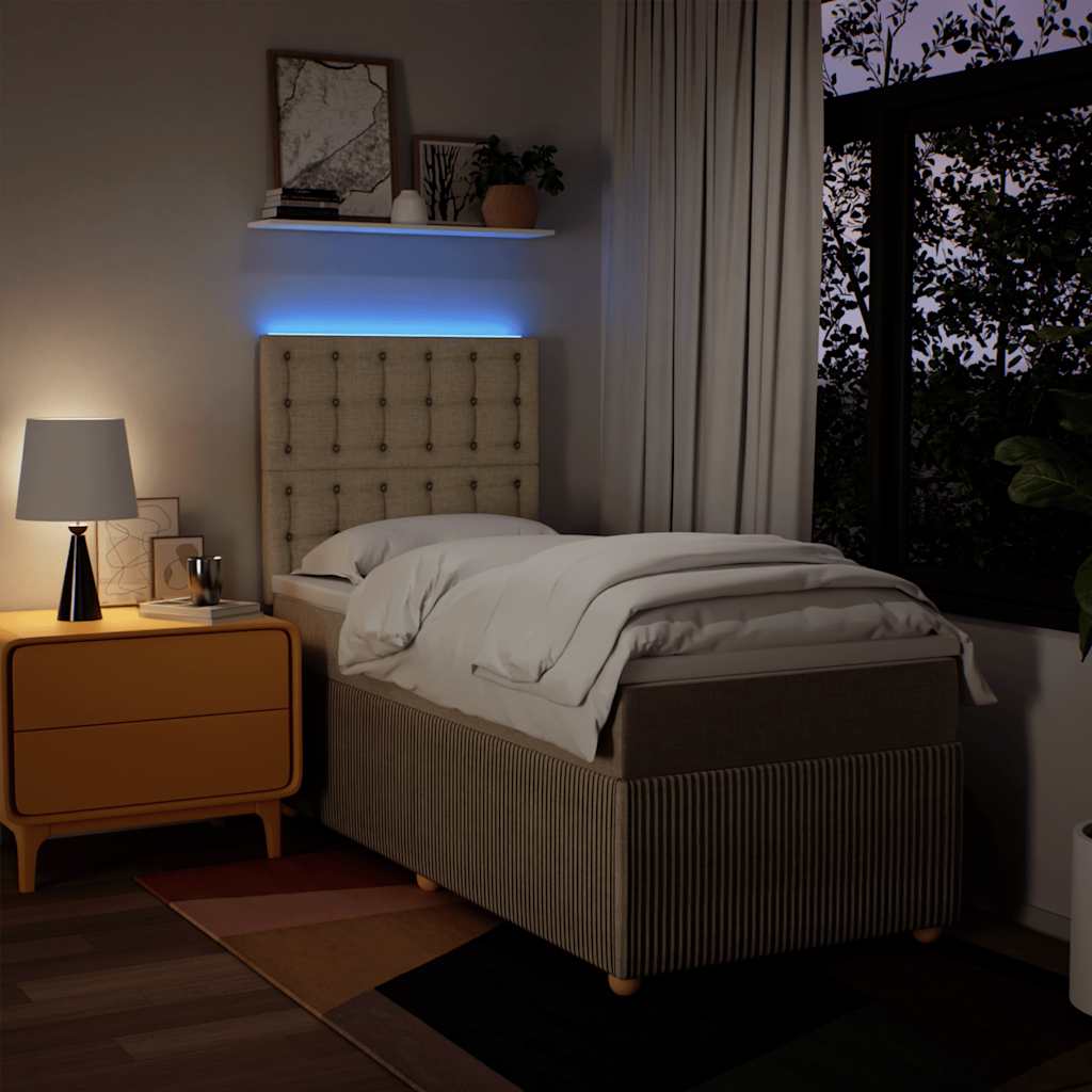 vidaXL Κρεβάτι Boxspring με Στρώμα Κρεμ 80 x 200 εκ. Υφασμάτινο