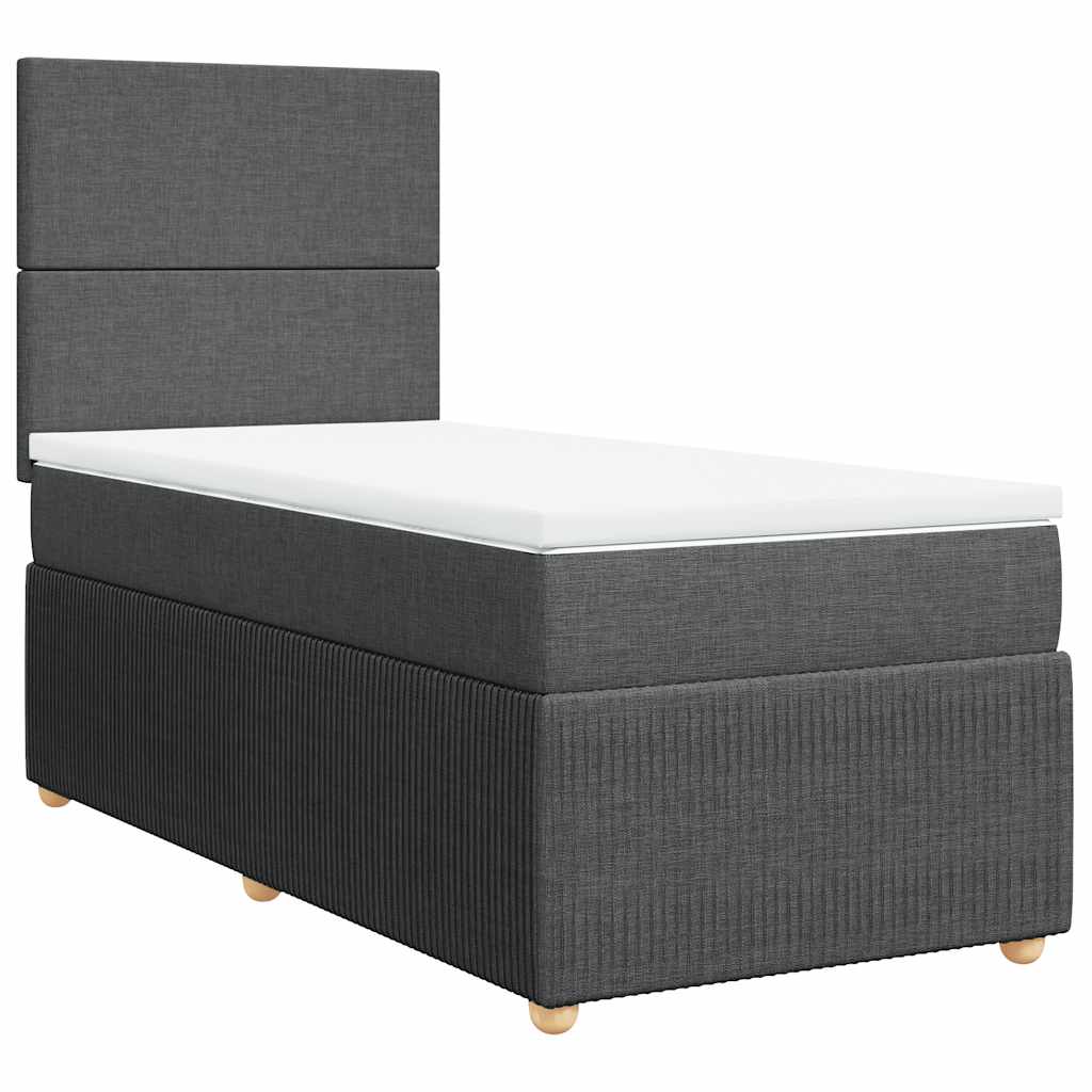 vidaXL Κρεβάτι Boxspring με Στρώμα Σκούρο Γκρι 90x190 εκ. Υφασμάτινο