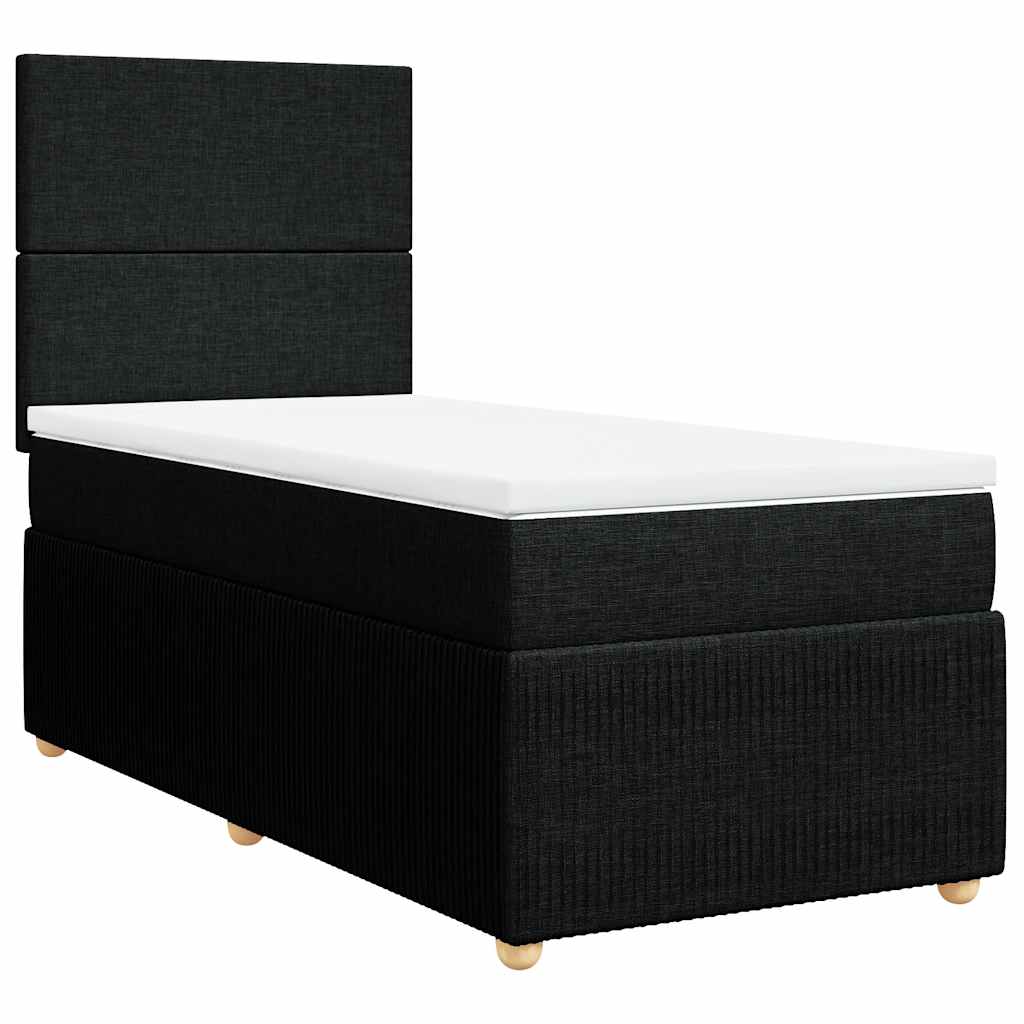 vidaXL Κρεβάτι Boxspring με Στρώμα Μαύρο 90x190 εκ.Υφασμάτινο