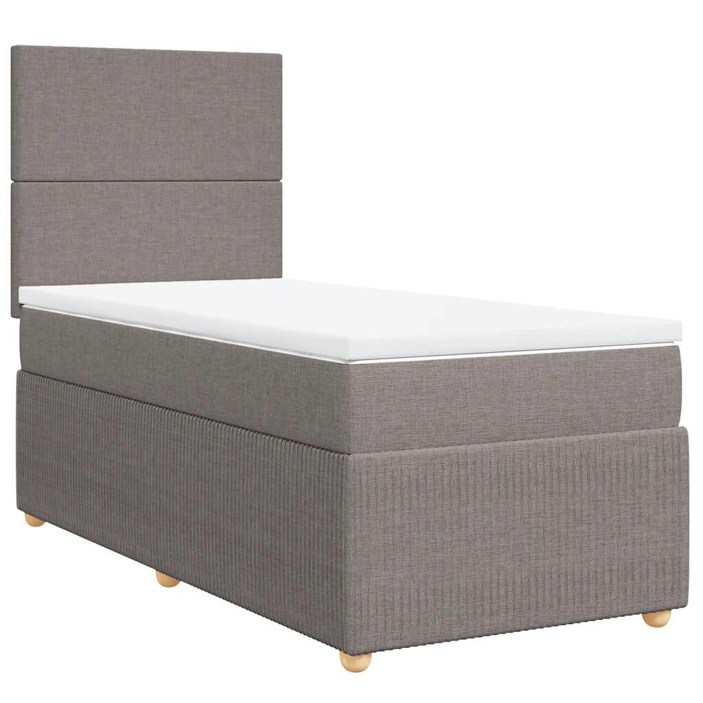 vidaXL Κρεβάτι Boxspring με Στρώμα Taupe 90x190 εκ.Υφασμάτινο